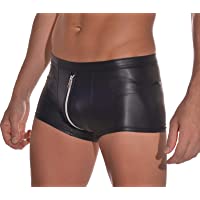 Pantalones cortos de látex para hombre con cremallera en ambos lados – Pantalones cortos con cremallera negro Negro XXL